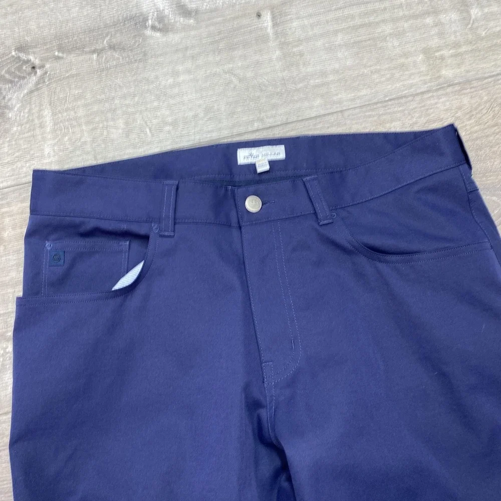 Peter Millar Pants Mens 33x32 Blue Stretch Chino Performance Golf 5-Pocket - Picture 2 of 9